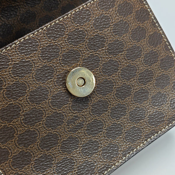 Coated Canvas Top Handle Bag Brown
