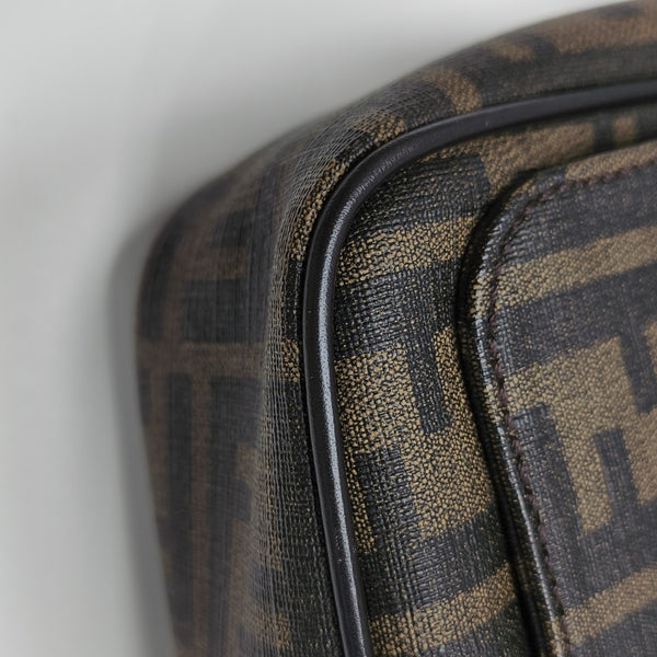 Coated Canvas Shoulder Bag Brown