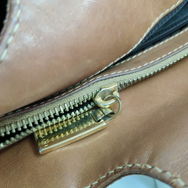 Coated Canvas Top Handle Bag Brown