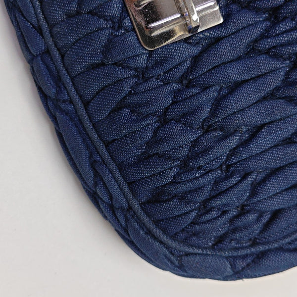 Quilted Fabric Shoulder Bag Blue