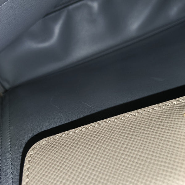 Double Medium Saffiano Calfskin Beige