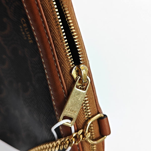 Authenticated pre-owned TRIOMPHE CANVAS Mini Coated Canvas Brown - Shoulder Bag at Looply