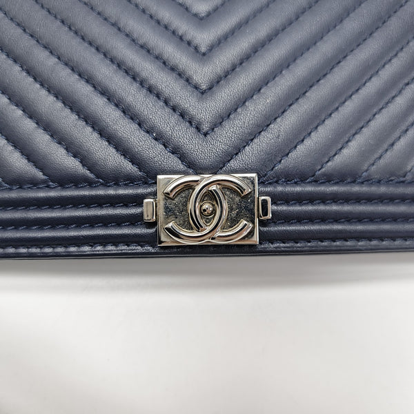 BOY CHANEL Mini Chevron Lambskin Blue