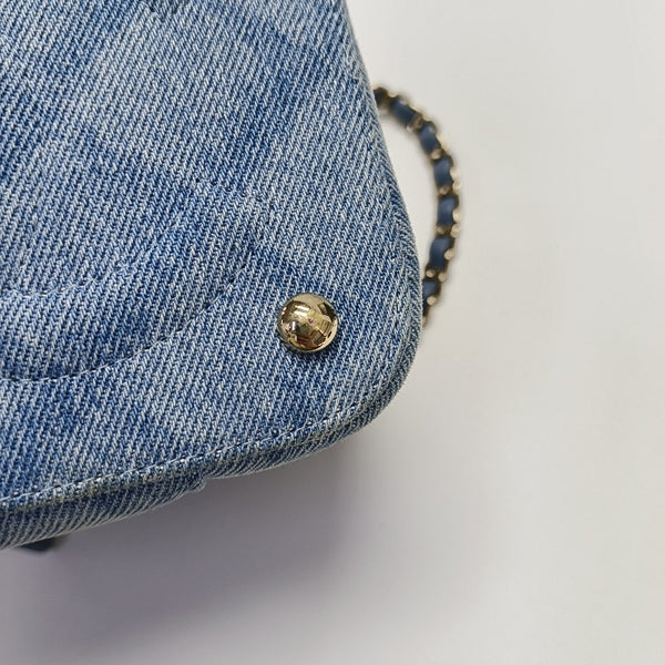 VINTAGE COSMETIC BAGS Chevron Denim Blue