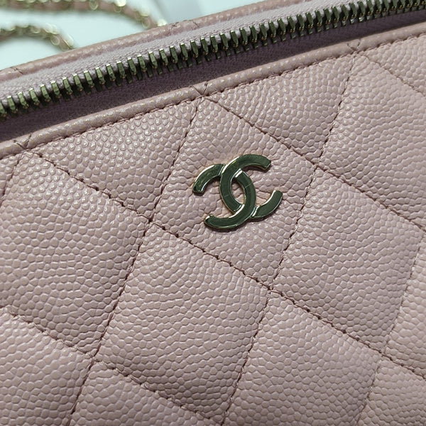 VANITY CASE Small Quilted Grained Calfskin Pink