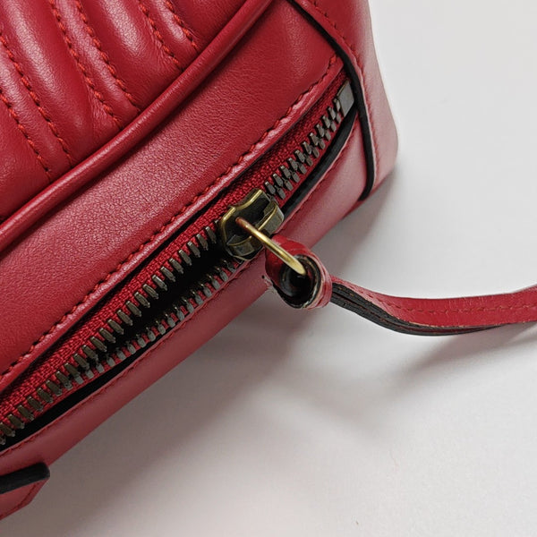 GG Marmont Medium Quilted Calfskin Red