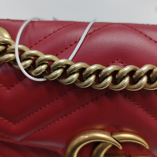 GG Marmont Small Quilted Calfskin Red