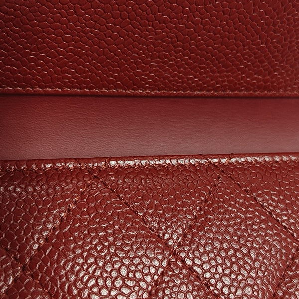 CLASSIC FLAP Mini Quilted Grained Calfskin Red Wallet