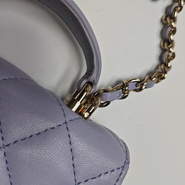 Quilted Lambskin Shoulder Bag Small Purple