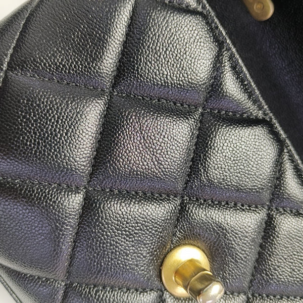Quilted Grained Calfskin Shoulder Bag Black