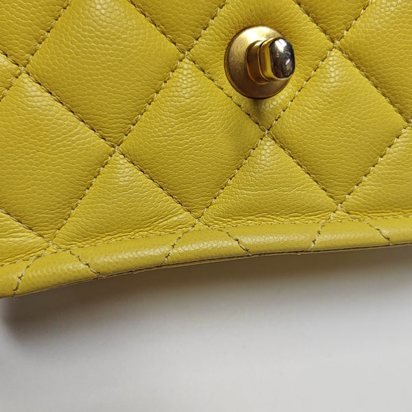 Quilted Grained Calfskin Shoulder Bag Yellow