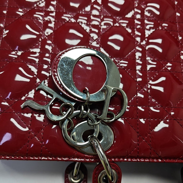 Lady Dior Large Cannage Patent Leather Red