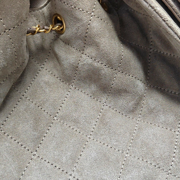 CHANEL 25 Small Quilted Suede Gray