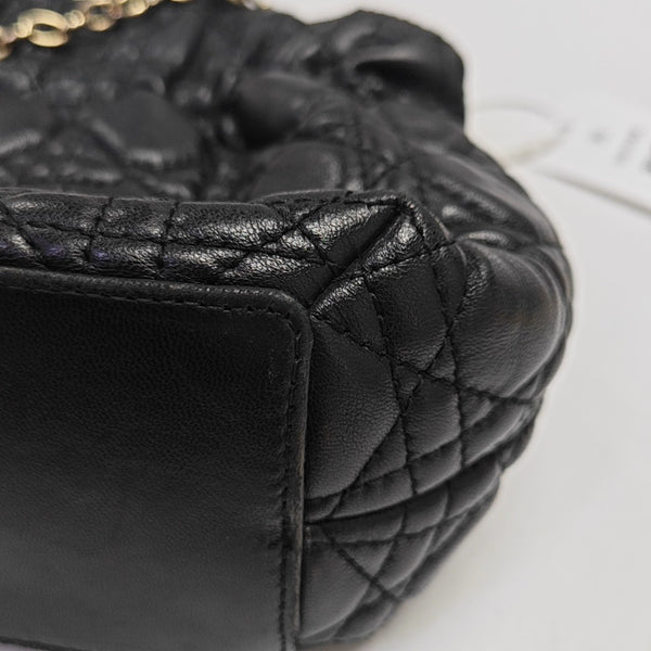 Cannage Lambskin Top Handle Bag Black