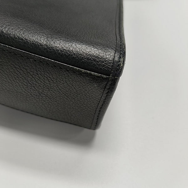 Leather Top Handle Bag Black