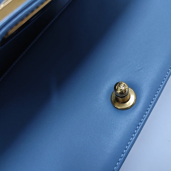 Authenticated pre-owned BOY CHANEL Lambskin Blue - Shoulder Bag at Looply