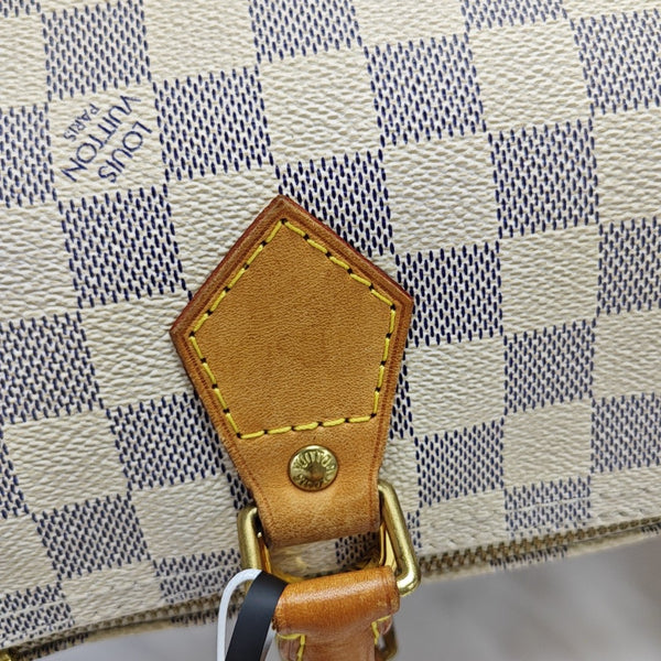 Speedy 30 Lona Damier Azur Revestida Blanca