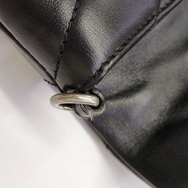 Chevron Calfskin Shoulder Bag Black