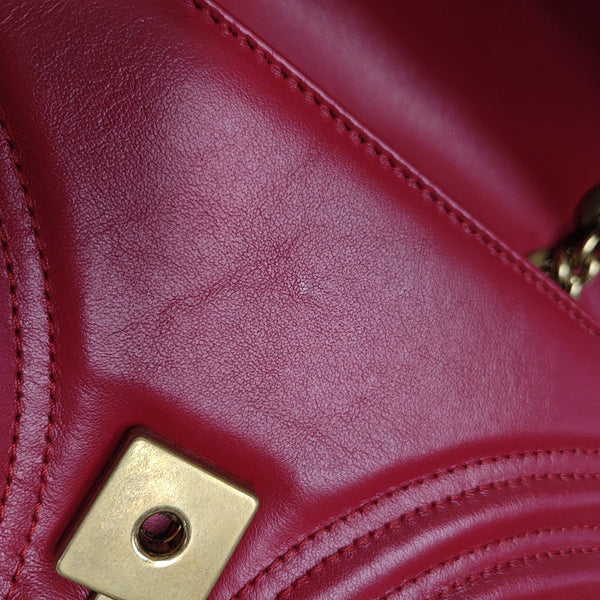 GG Marmont Small Quilted Calfskin Red