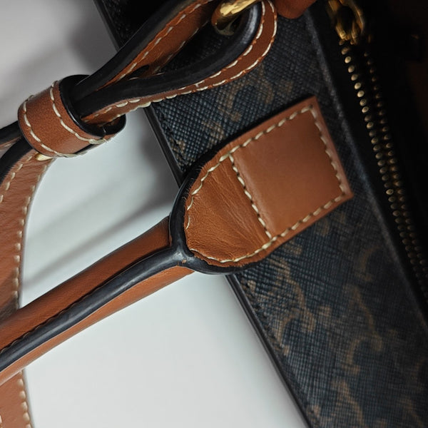 CABAS CELINE Small Coated Canvas Brown