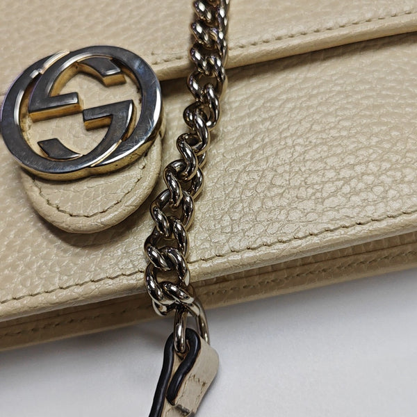 Interlocking G Small Calfskin Beige