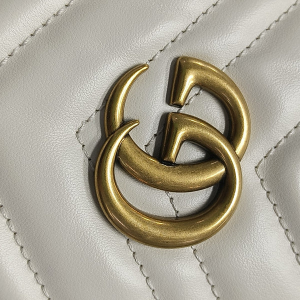 GG Marmont Mini Quilted Calfskin White