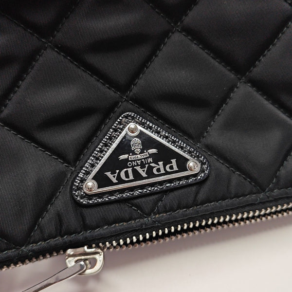 Quilted Nylon Shoulder Bag Black