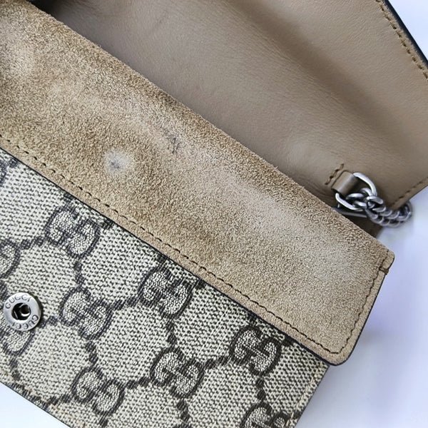 Dionysus Super Mini Monogram Coated Canvas Beige