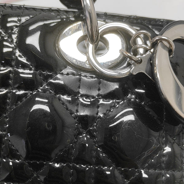 Lady Dior Medium Cannage Patent Leather Black