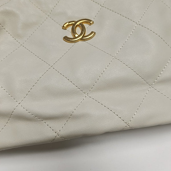 Quilted Calfskin Shoulder Bag White