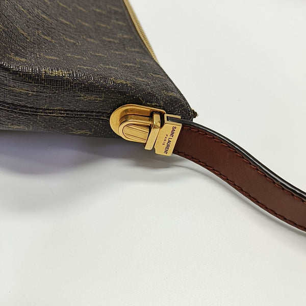 Coated Canvas Shoulder Bag Brown