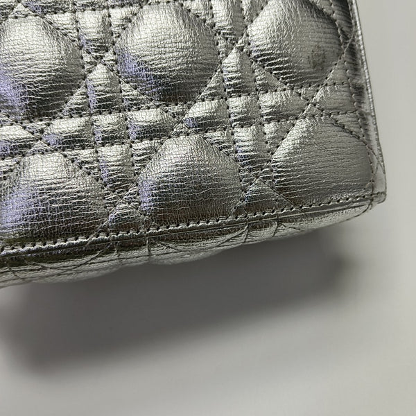 Lady Dior Small Cannage Calfskin Silver