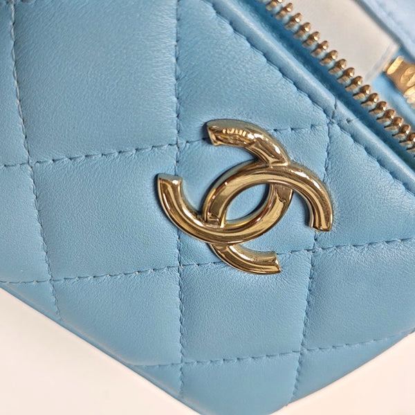 Authenticated pre-owned VANITY CASE Small Quilted Lambskin Blue - Shoulder Bag at Looply