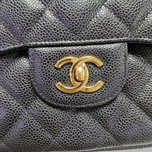 CLASSIC FLAP Jumbo Quilted Grained Calfskin Black