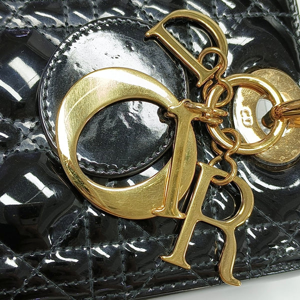 Lady Dior Medium Cannage Patent Leather Black