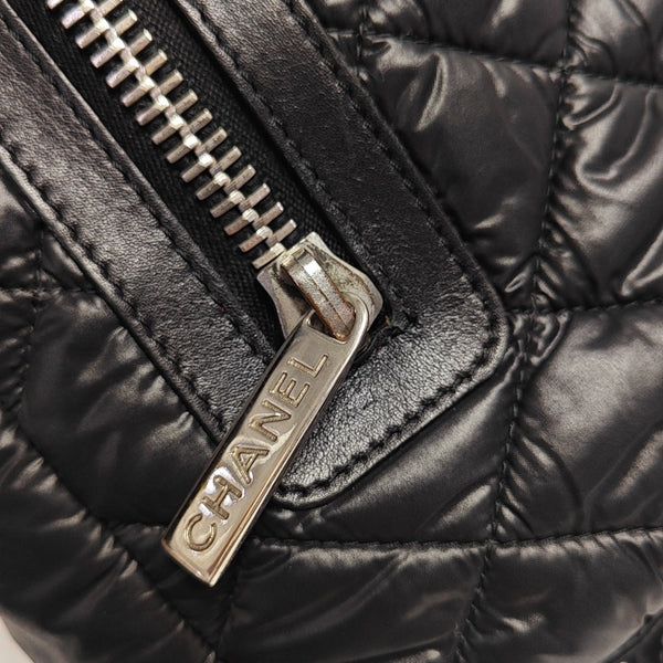 Quilted Nylon Shoulder Bag Black