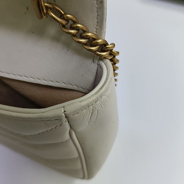 GG Marmont Mini Quilted Calfskin White