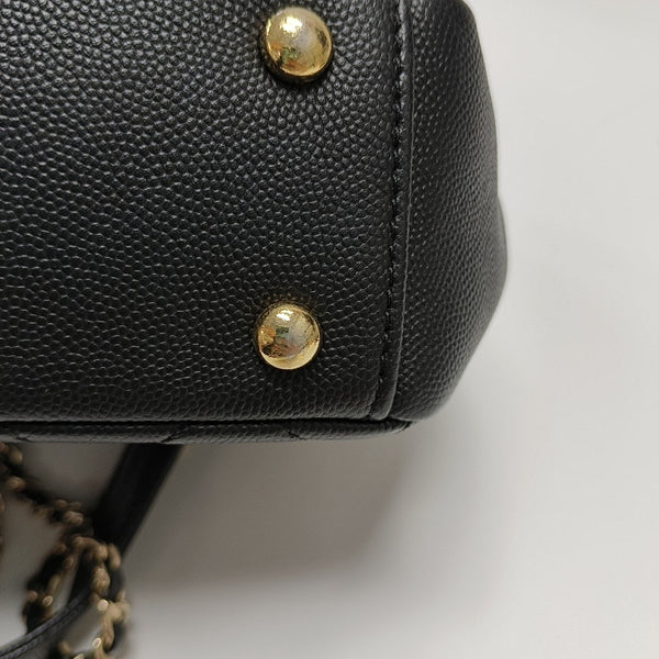 BUSINESS AFFINITY Small Quilted Grained Calfskin Black
