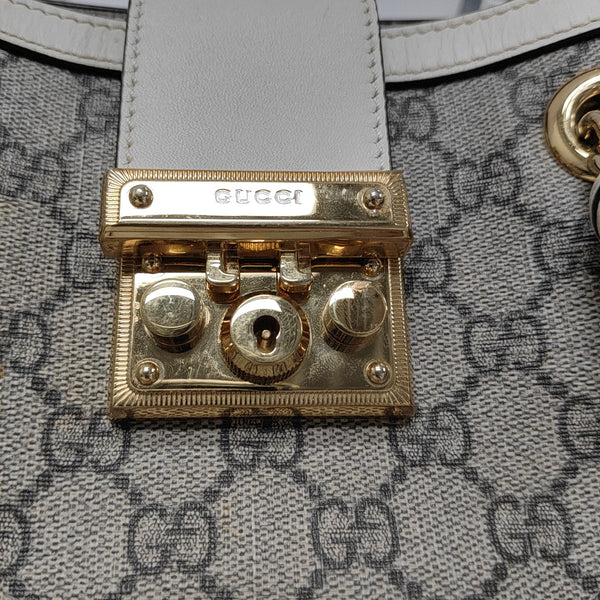 Padlock Small Monogram Coated Canvas Beige