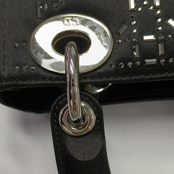 Authenticated pre-owned Lady Dior Mini Silk Satin Blue - Tote Bag at Looply