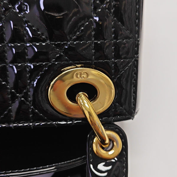 Lady Dior Mini Cannage Patent Leather Black