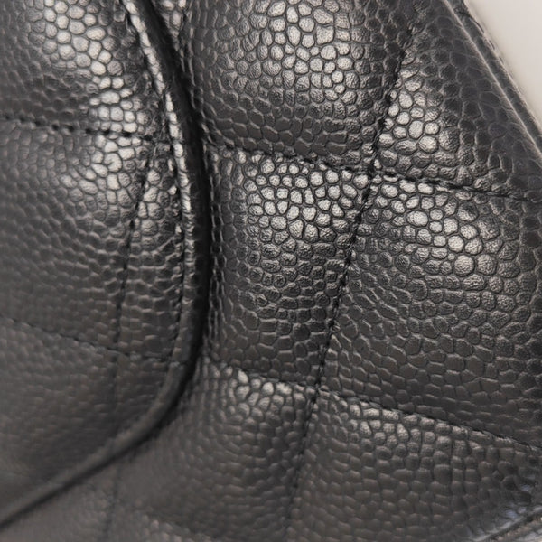 Quilted Grained Calfskin Shoulder Bag Large Black