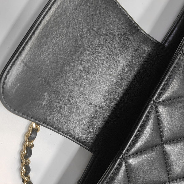 Quilted Lambskin Tote Bag Large Black