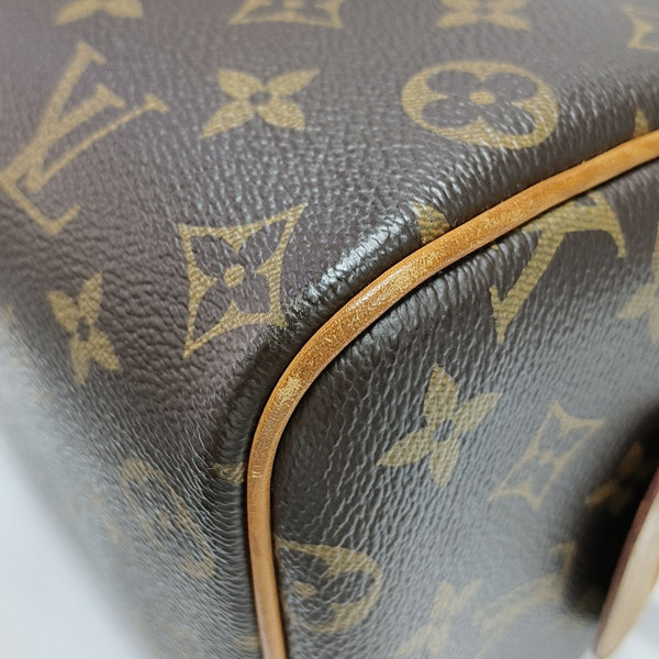 Monogram Coated Canvas Top Handle Bag Extra Large Brown