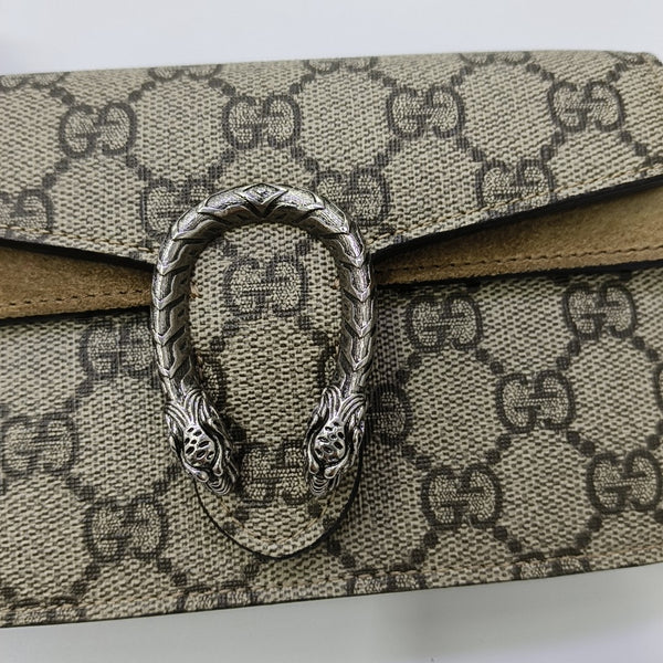 Dionysus Super Mini Monogram Coated Canvas Beige