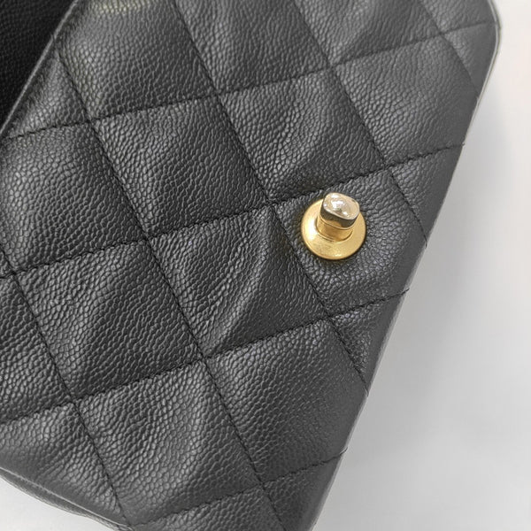 CLASSIC FLAP Medium Quilted Grained Calfskin Black