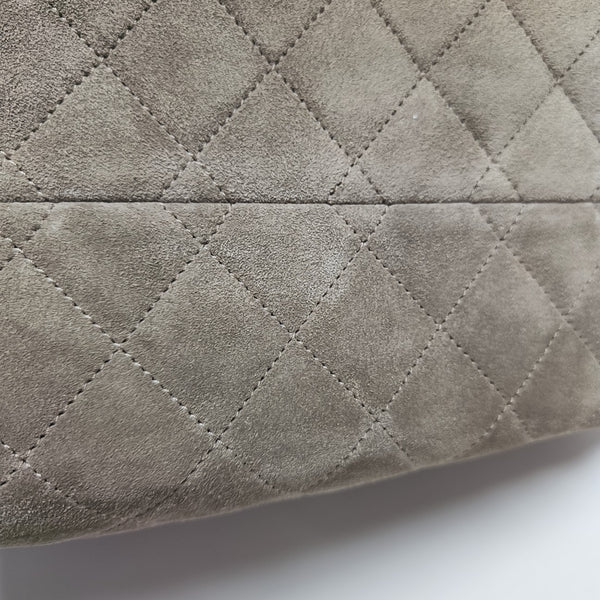 CHANEL 25 Small Quilted Suede Gray