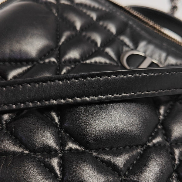 Cannage Calfskin Shoulder Bag Black