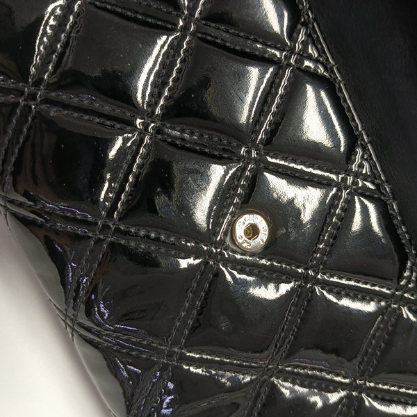 Quilted Patent Leather Wallet Black
