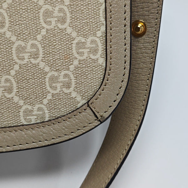Horsebit 1955 Small Monogram Coated Canvas Beige